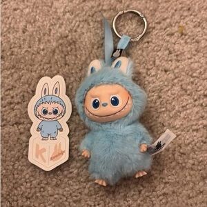Blue Furry Keychain with Cartoon Character